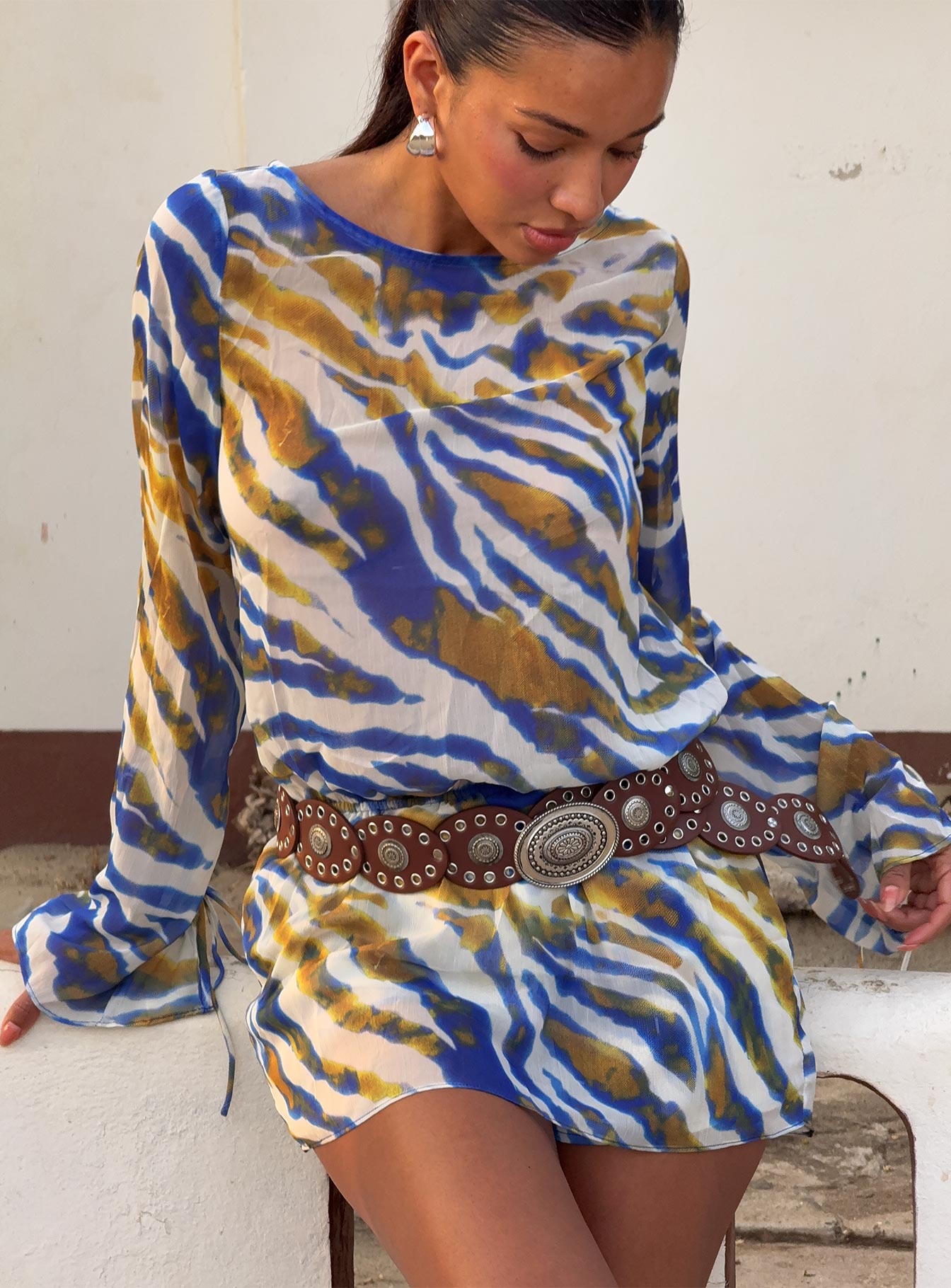 Get Closer Backless Romper Blue Zebra-Vipp Girl