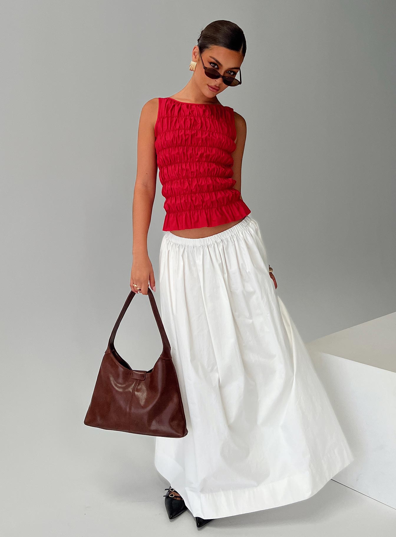 Marleene Shirred Top Red-Vipp Girl