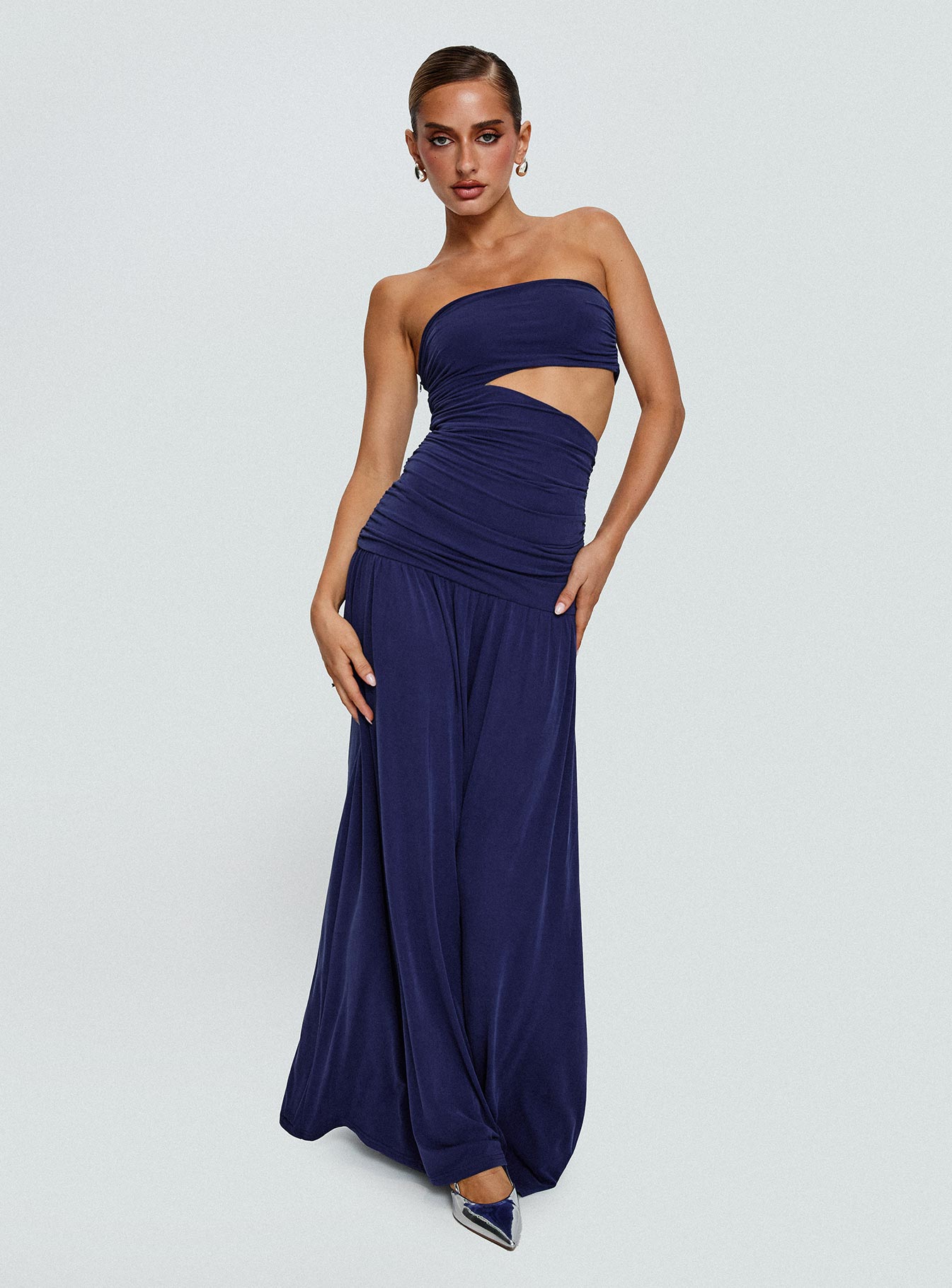 Grandeur Strapless Maxi Dress Navy-Vipp Girl