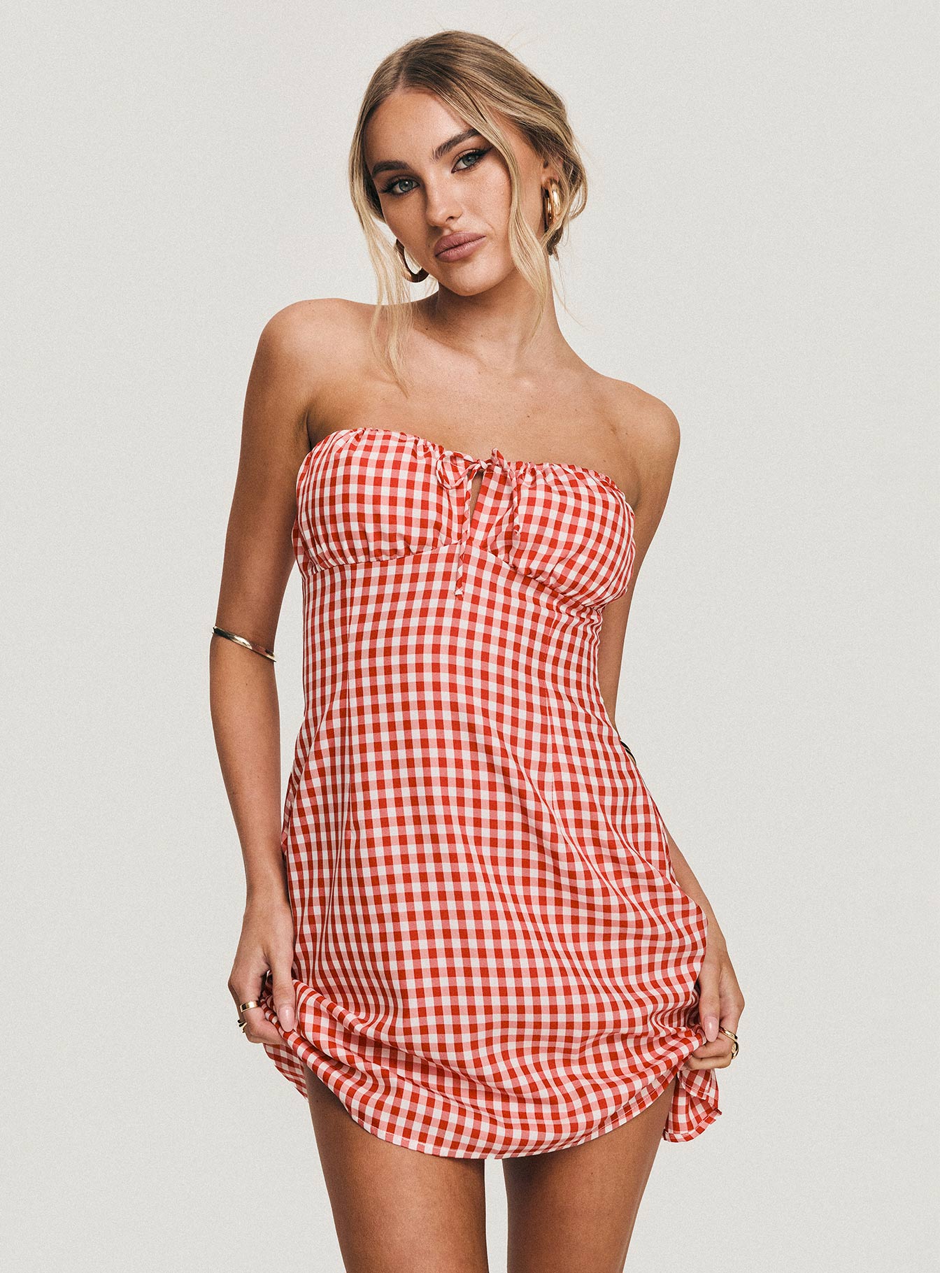Double Date Mini Dress Red Gingham-Vipp Girl