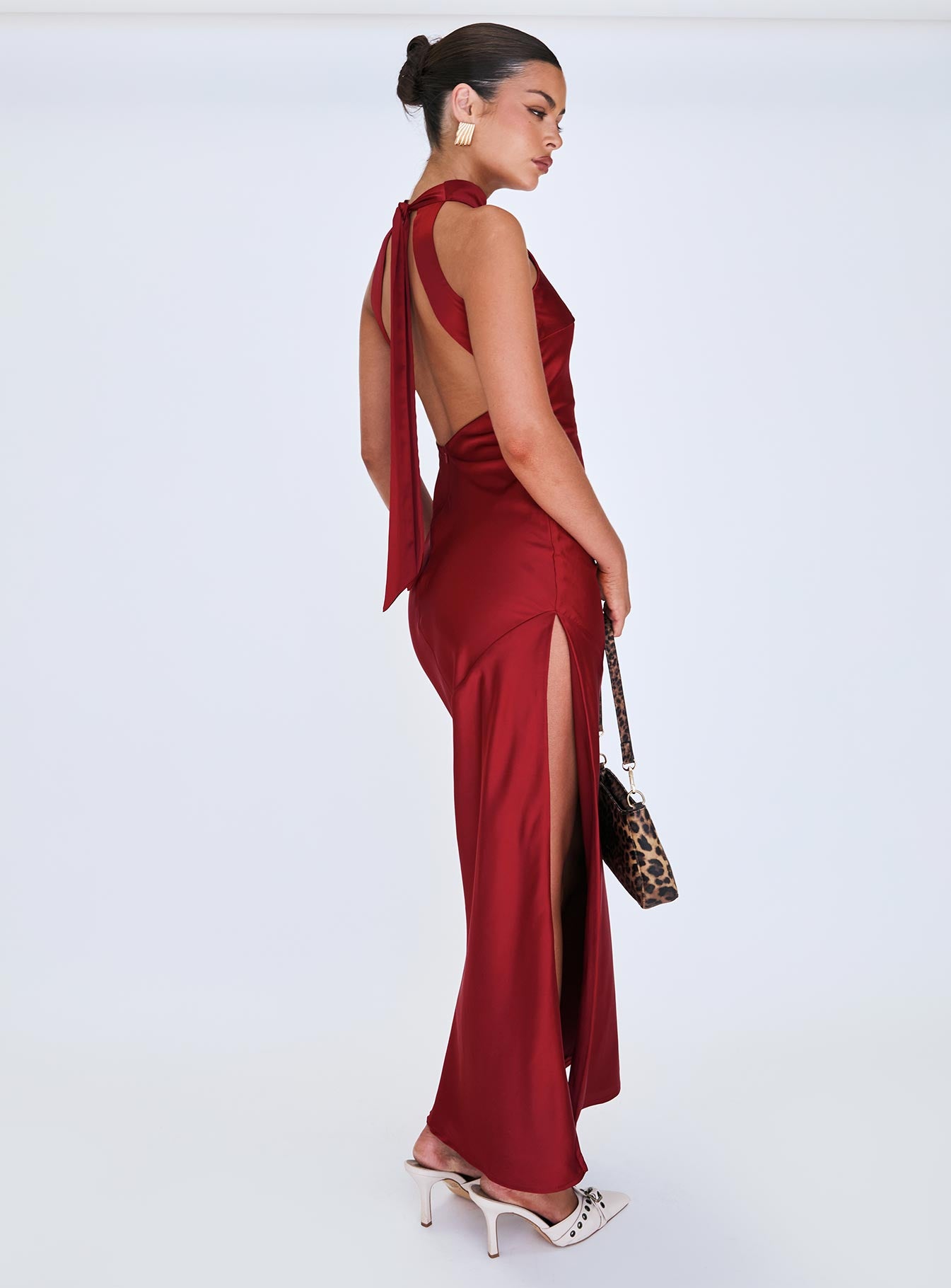 Mordecai Halter Maxi Dress Burgundy-Vipp Girl
