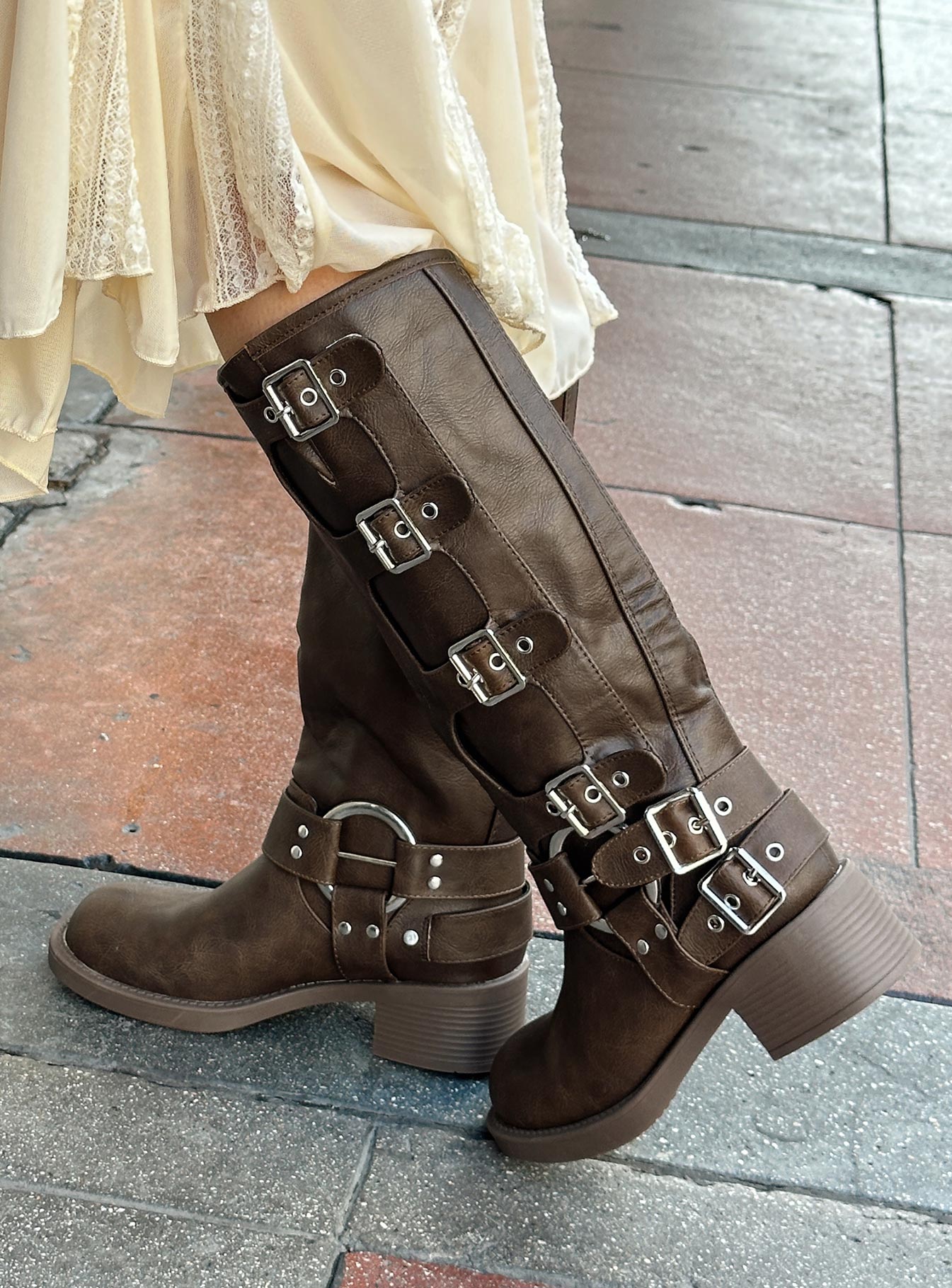 Buckle Down Boots Brown-Vipp Girl