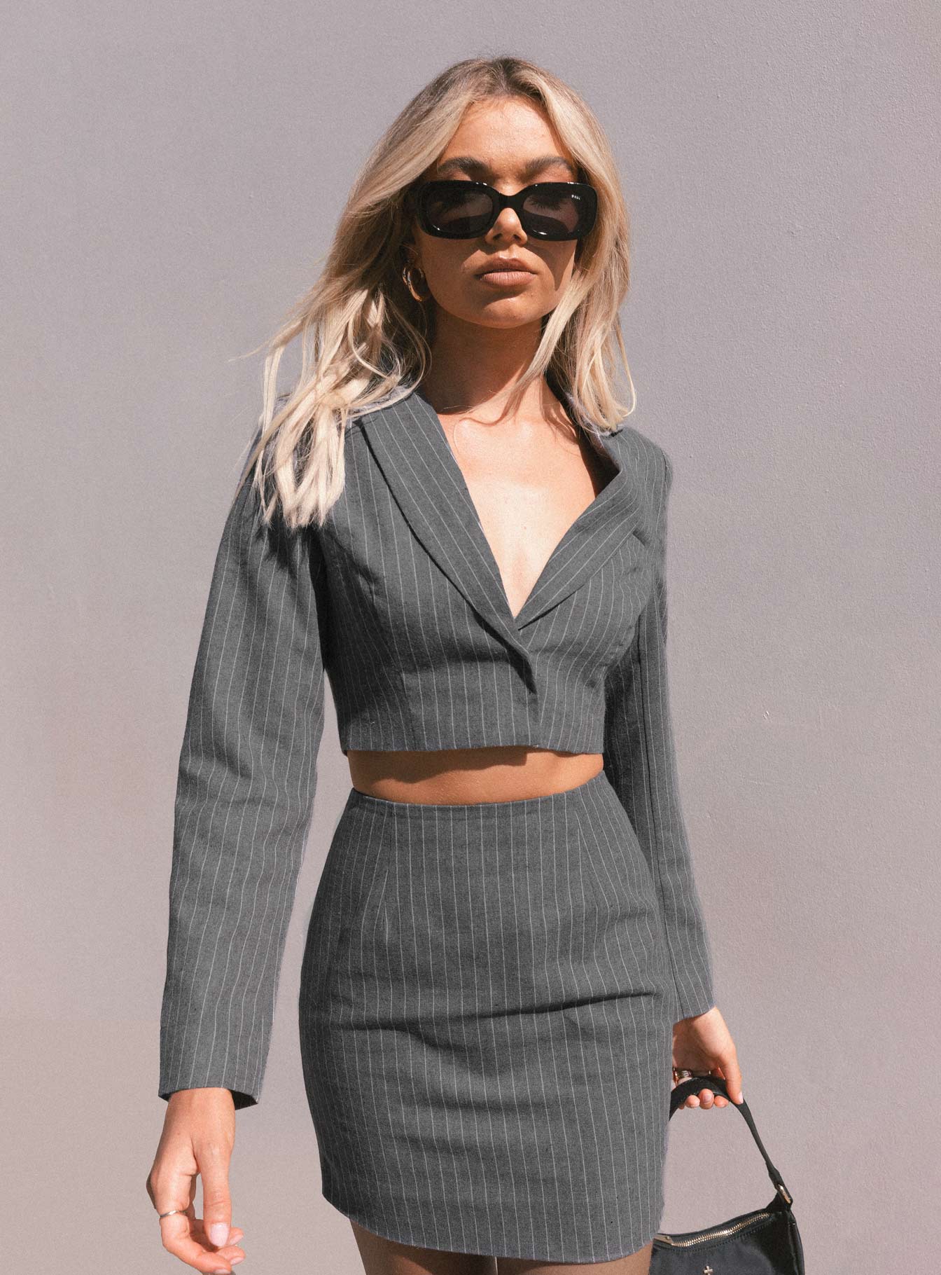 Claremont Cropped Blazer Grey-Vipp Girl