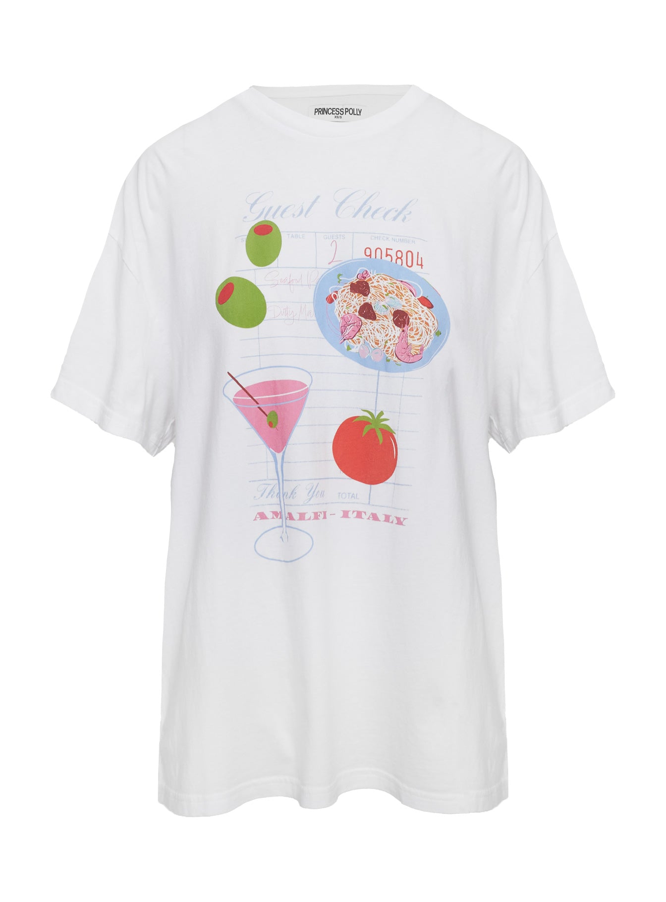 Dine With Me Oversized Graphic Top White-Vipp Girl