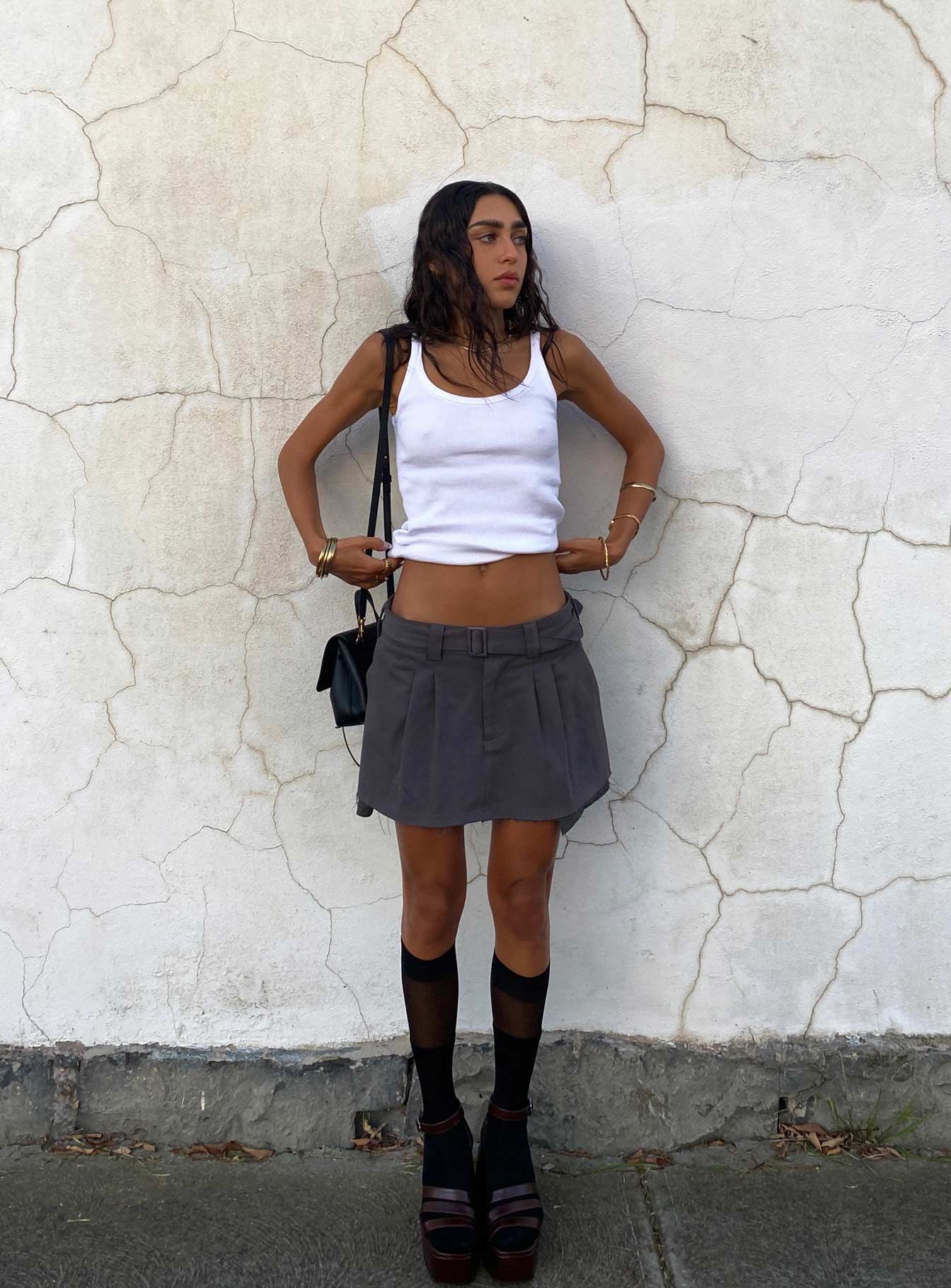 Elle Mini Skirt Grey-Vipp Girl