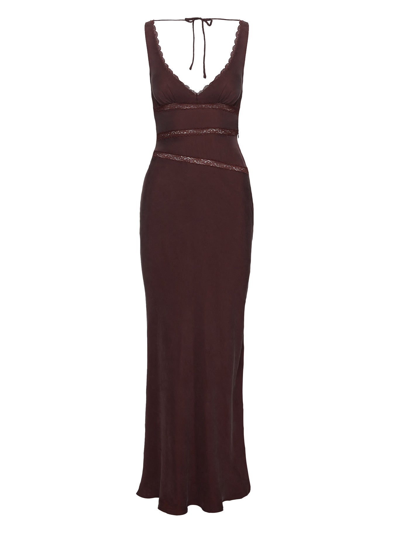Karlotta Lace Bias Maxi Dress Brown-Vipp Girl