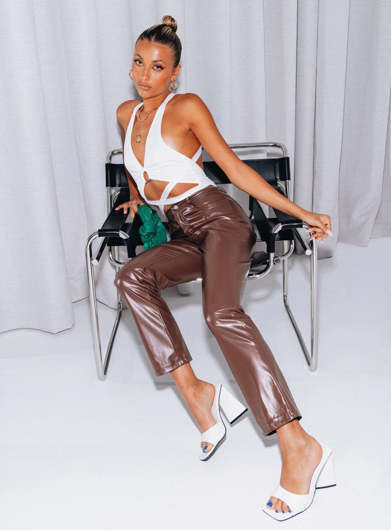 Lillie PU Pants Brown-Vipp Girl