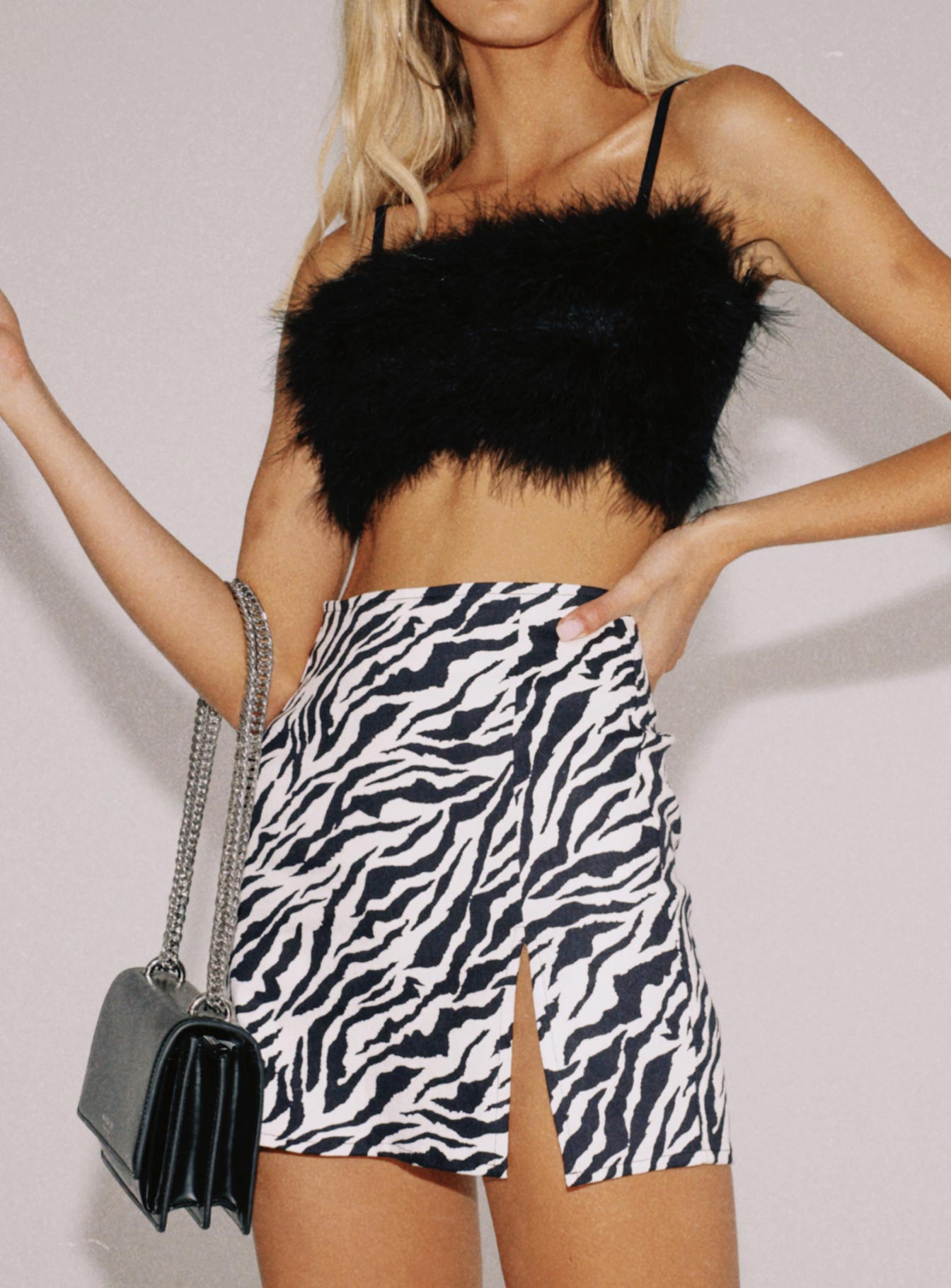 Motel Pelmet Skirt 90's Zebra Black & White-Vipp Girl