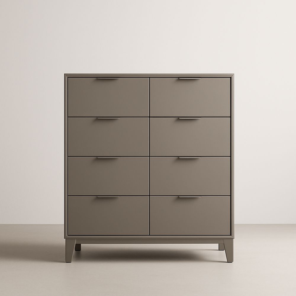 Commode en Bois MDF 8 Tiroirs Beige 100cm x 80cm x 40cm