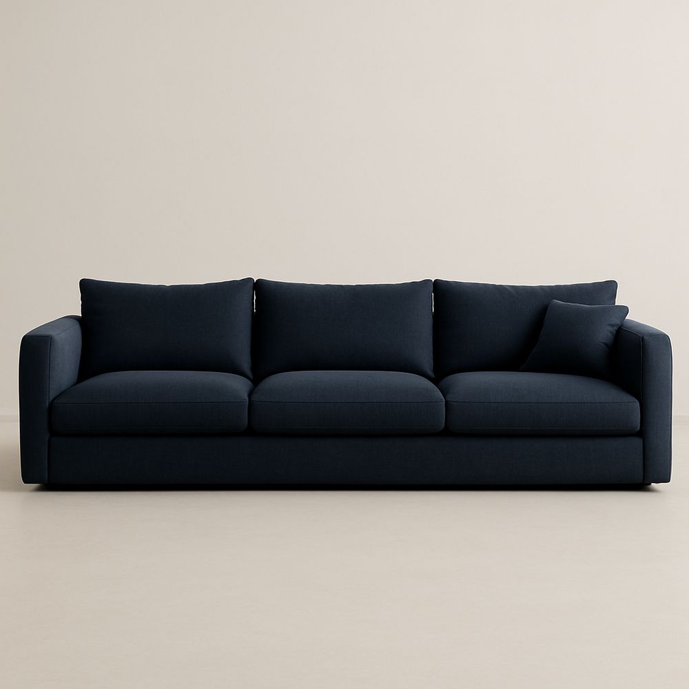 Canapé 3 places en polyester Bleu Marine 200 cm