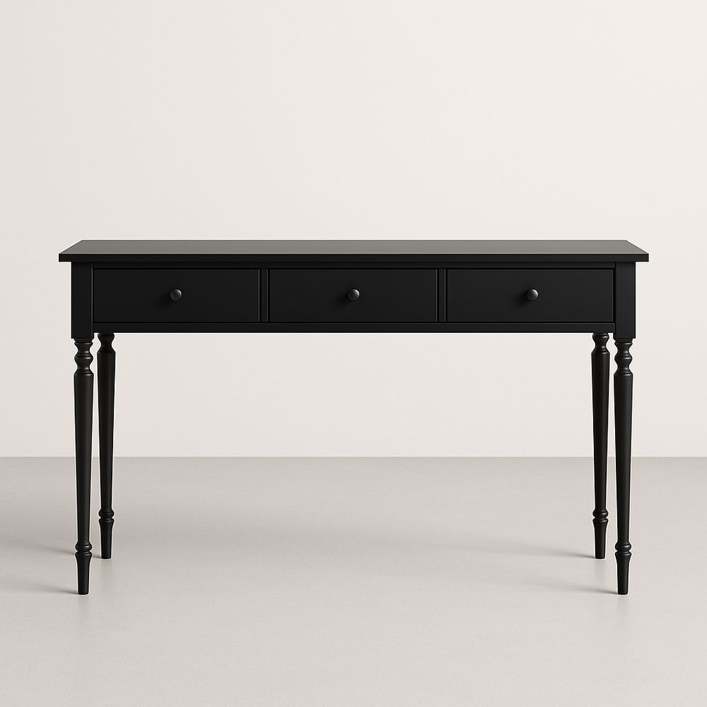 Console en Bois Noir avec 3 Tiroirs
