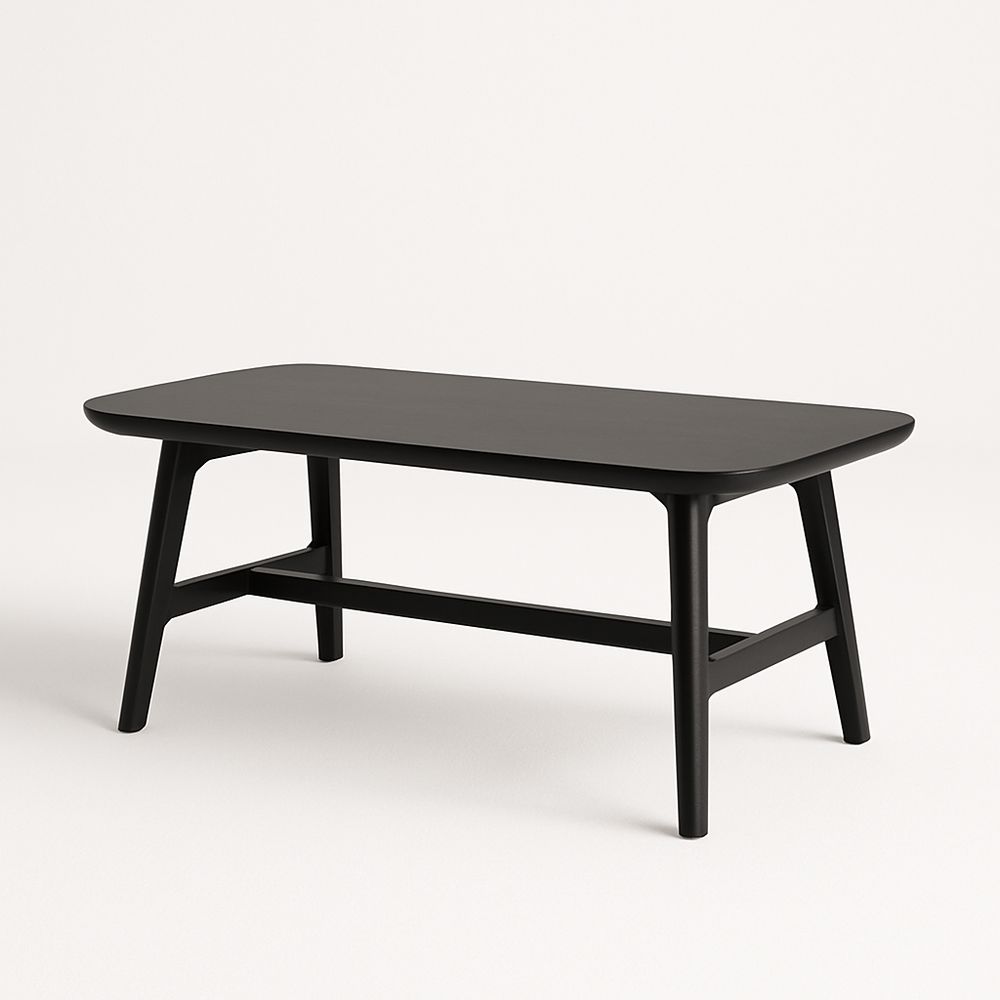 Table basse rectangulaire en bois noir 120x60x45 cm