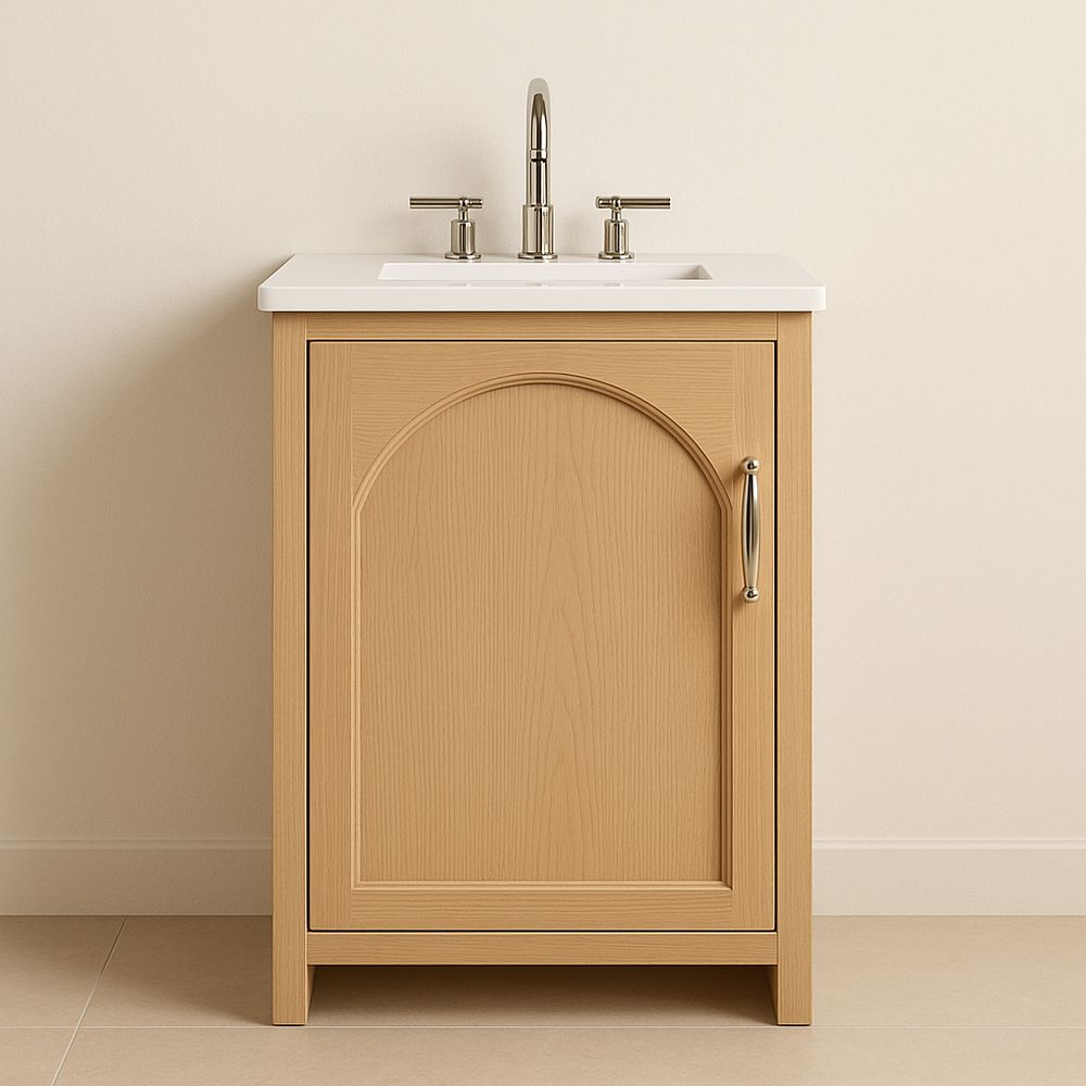 Meuble de salle de bain en bois avec vasque en céramique