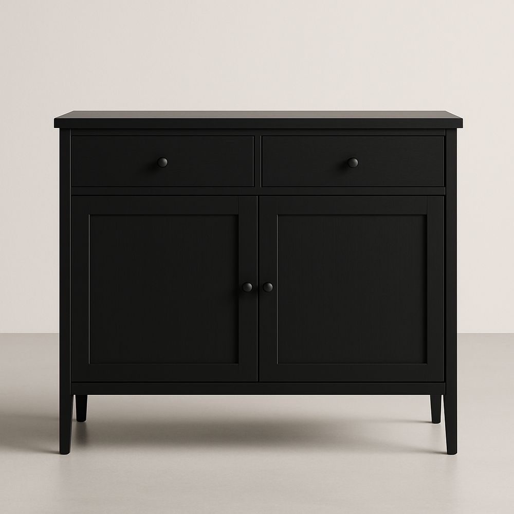 Buffet en bois noir avec 2 portes et 2 tiroirs 80x40x80 cm