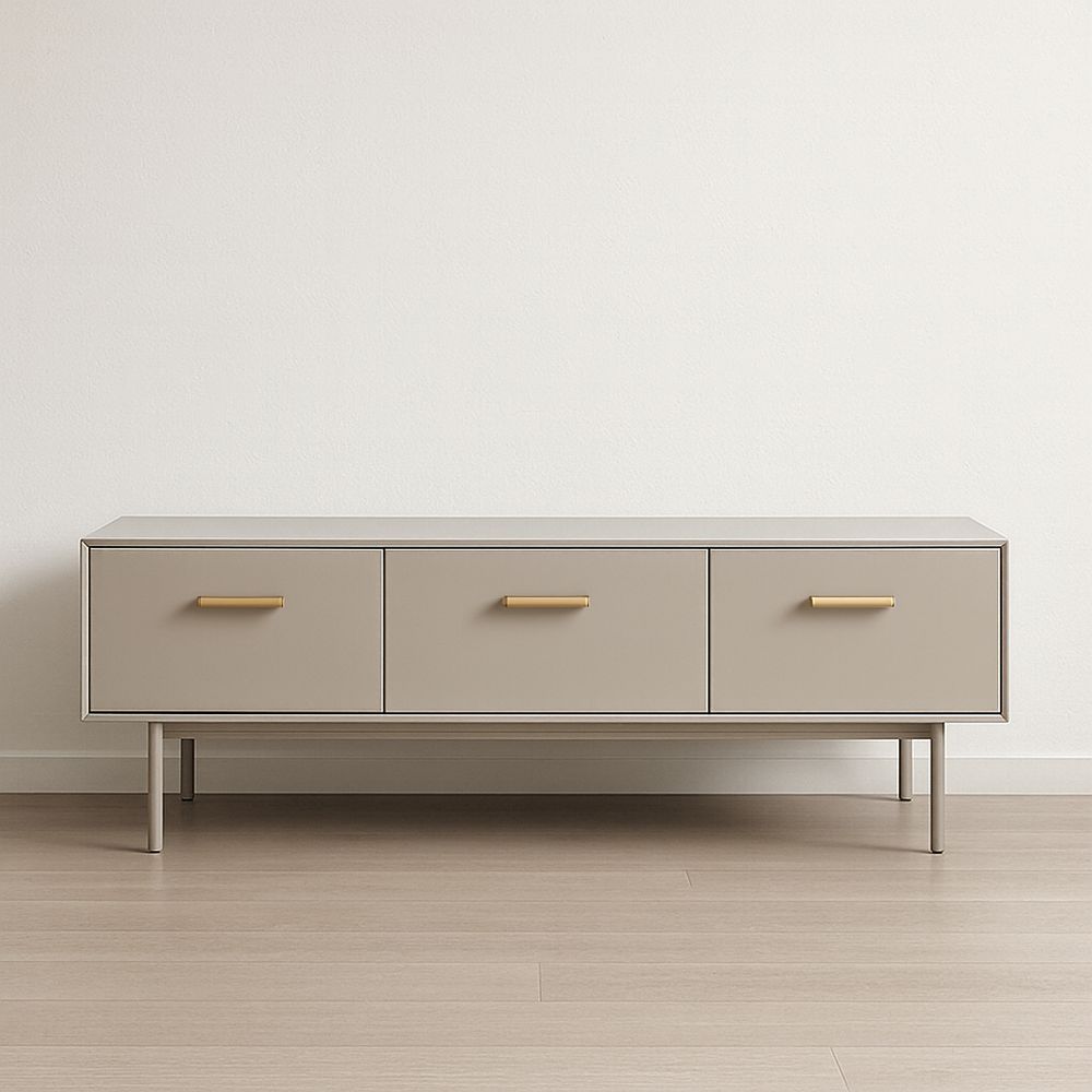 Meuble TV MDF avec Métal 120x40x50 cm Beige avec Tiroirs