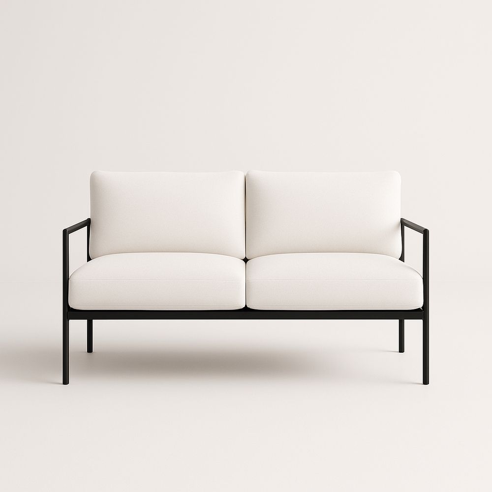 Canapé 2 places acier polyester blanc