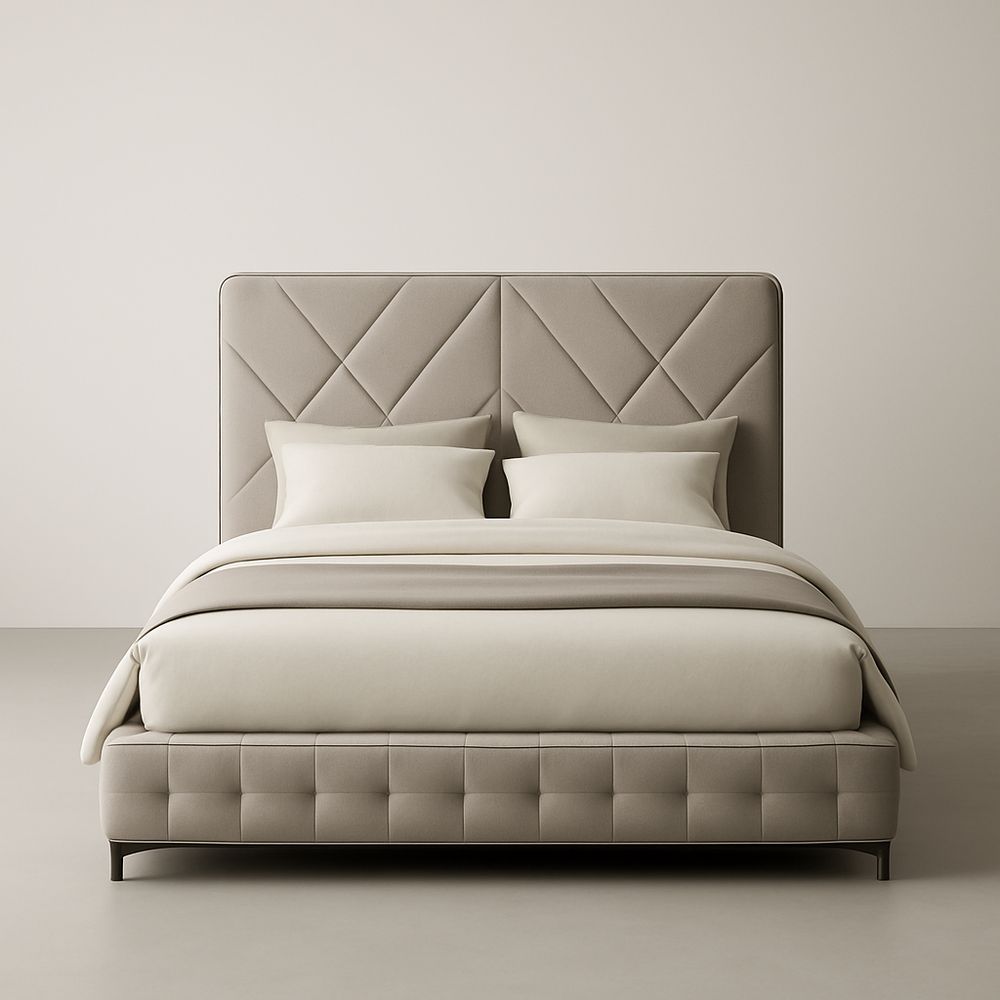 Lit double en tissu beige 160x200 cm