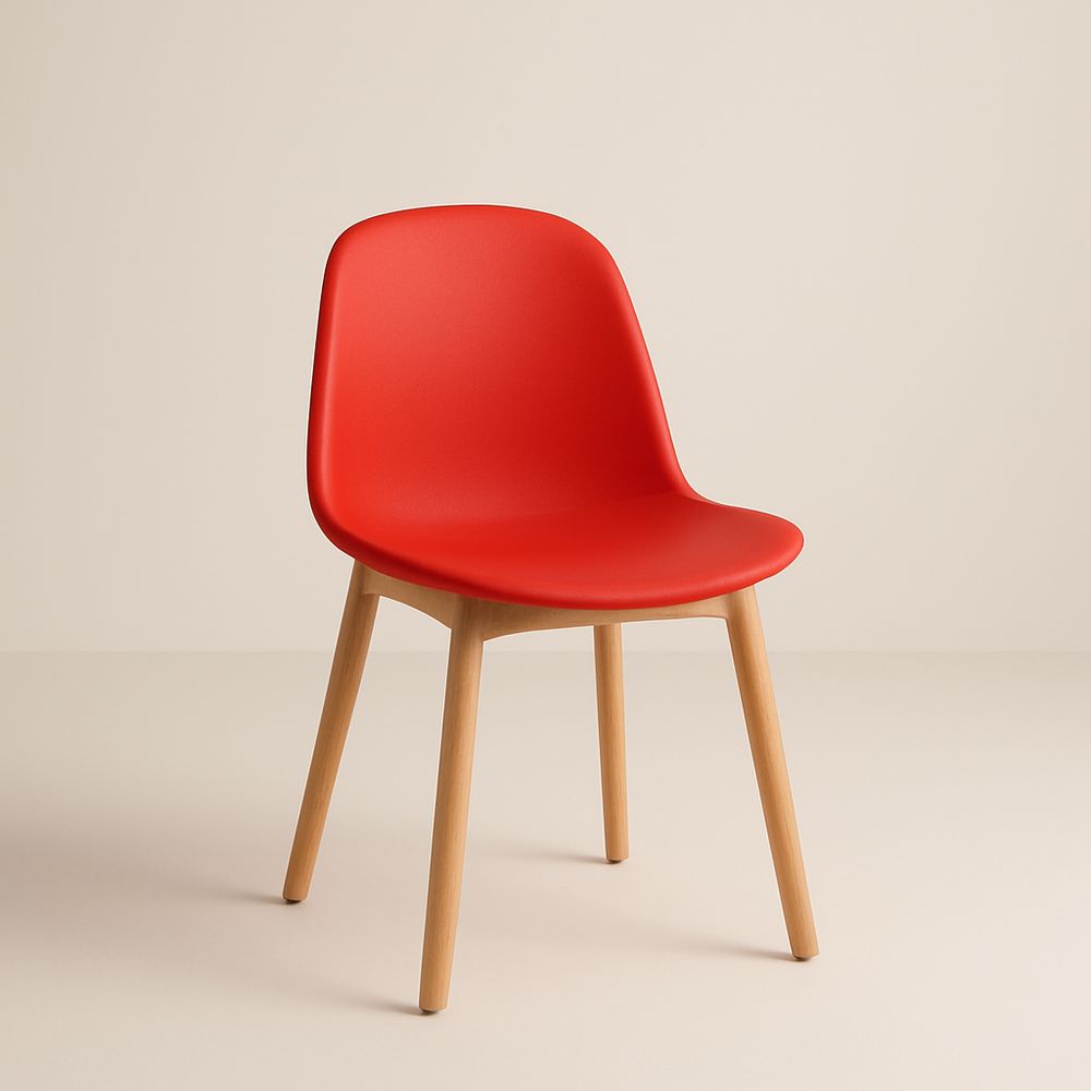Chaise en bois et plastique Rouge