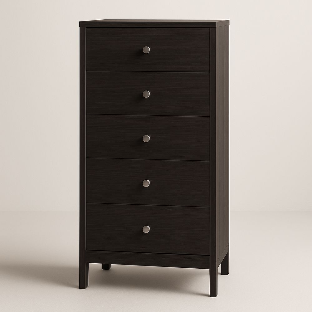 Commode 5 Tiroirs Bois Noir