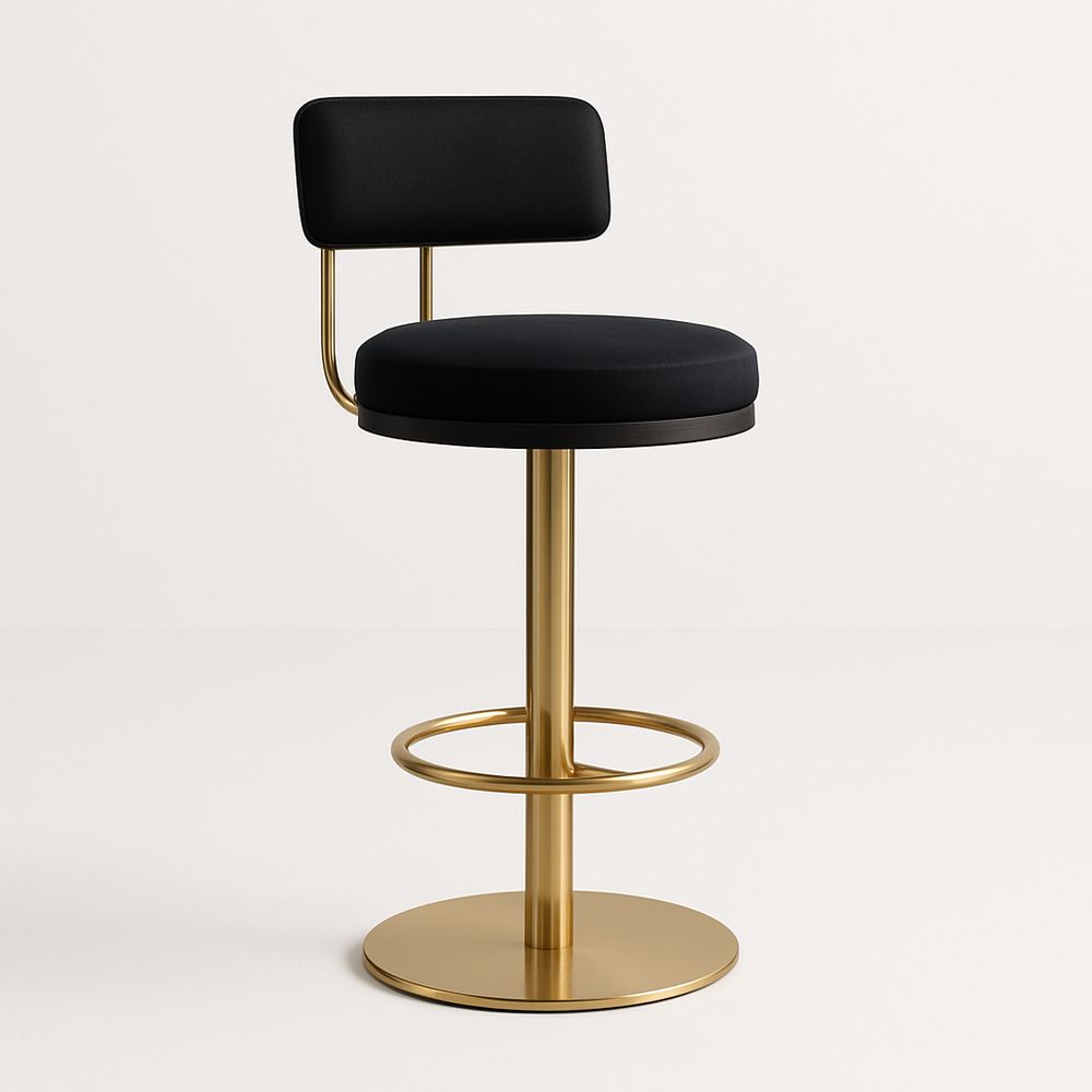 Tabouret de Bar en Métal Noir et Or