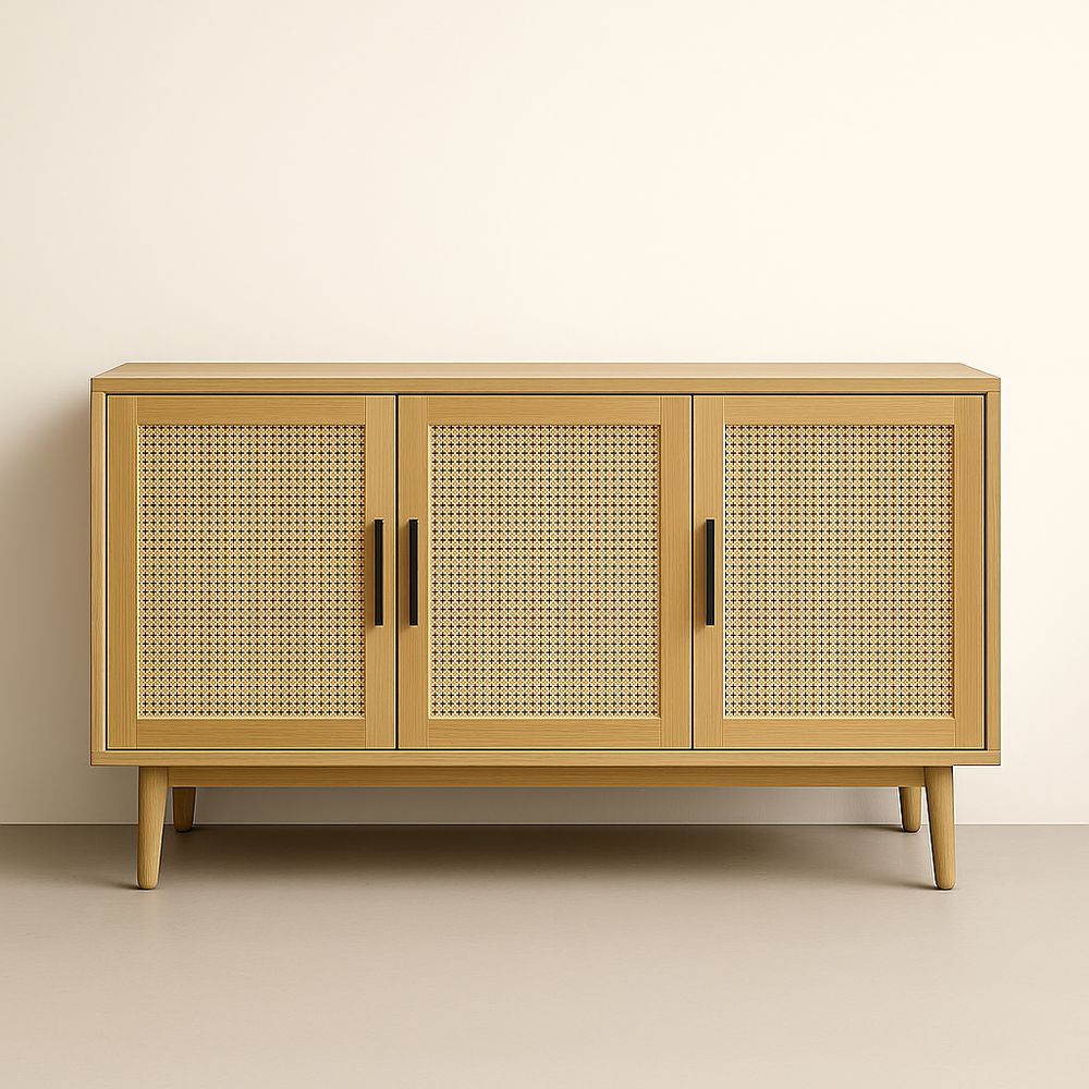 Buffet en bois avec portes cannées 120 cm