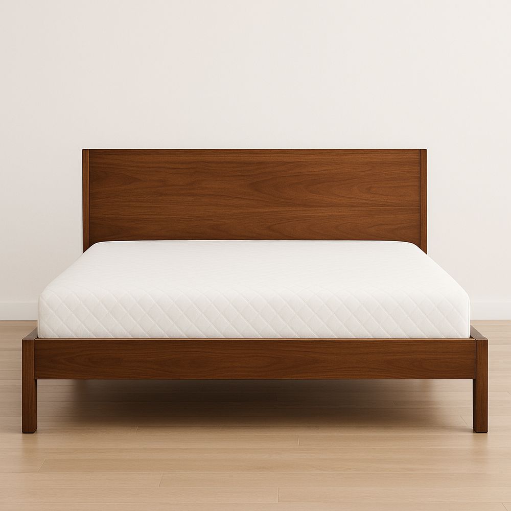 Lit en bois avec matelas 140x200 cm couleur Noyer