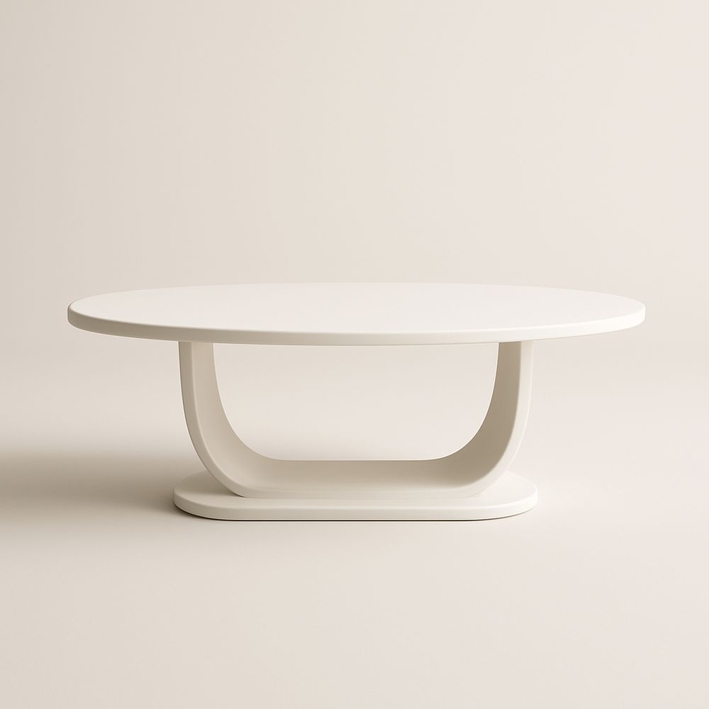 Table Basse Ovale en MDF Blanc 120 cm