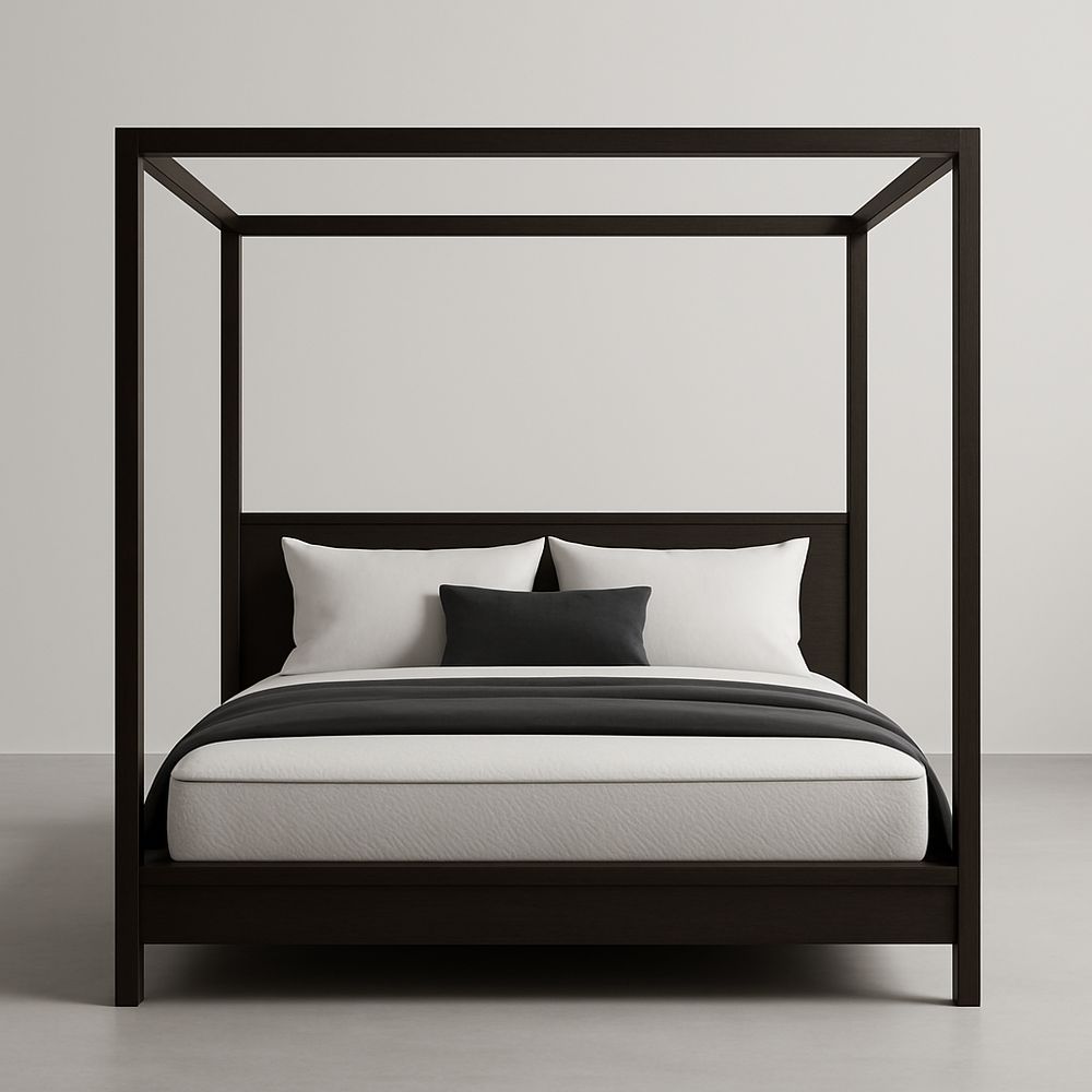 Lit à baldaquin en bois 160x200 cm Noir