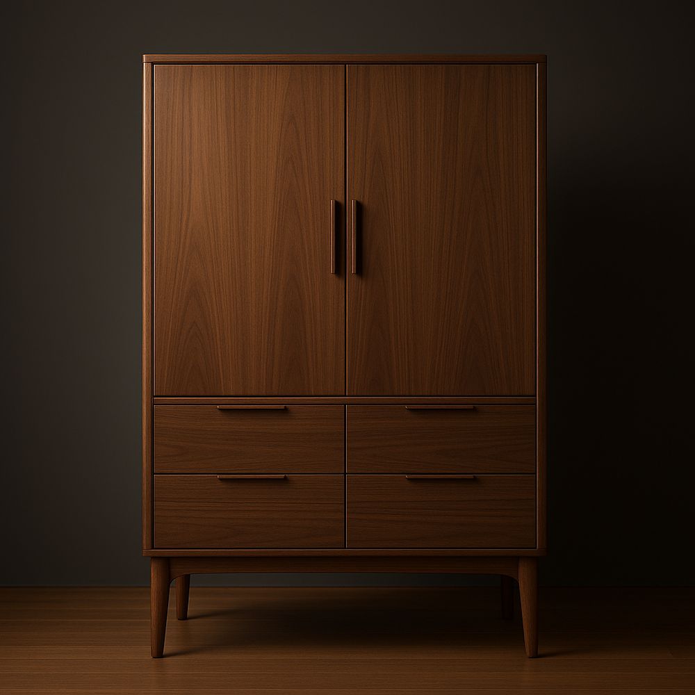 Armoire en Bois avec Portes Battantes et Tiroirs 180x120x50 cm Marron