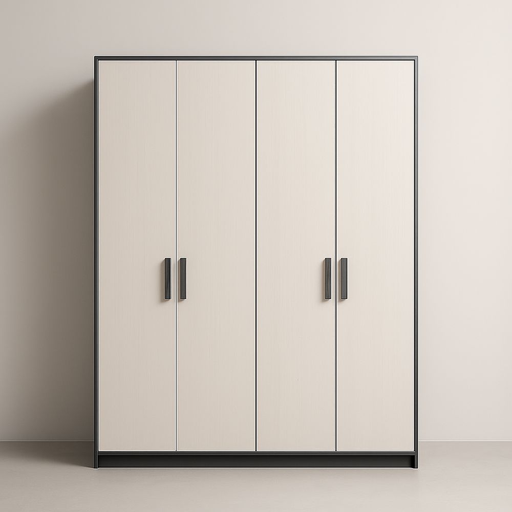 Armoire à 4 portes en bois beige et noir 200x180x60 cm