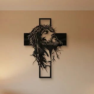 ✝️ Ježíš a kovový kříž na zeď: Křesťanská dekorace do domácnosti