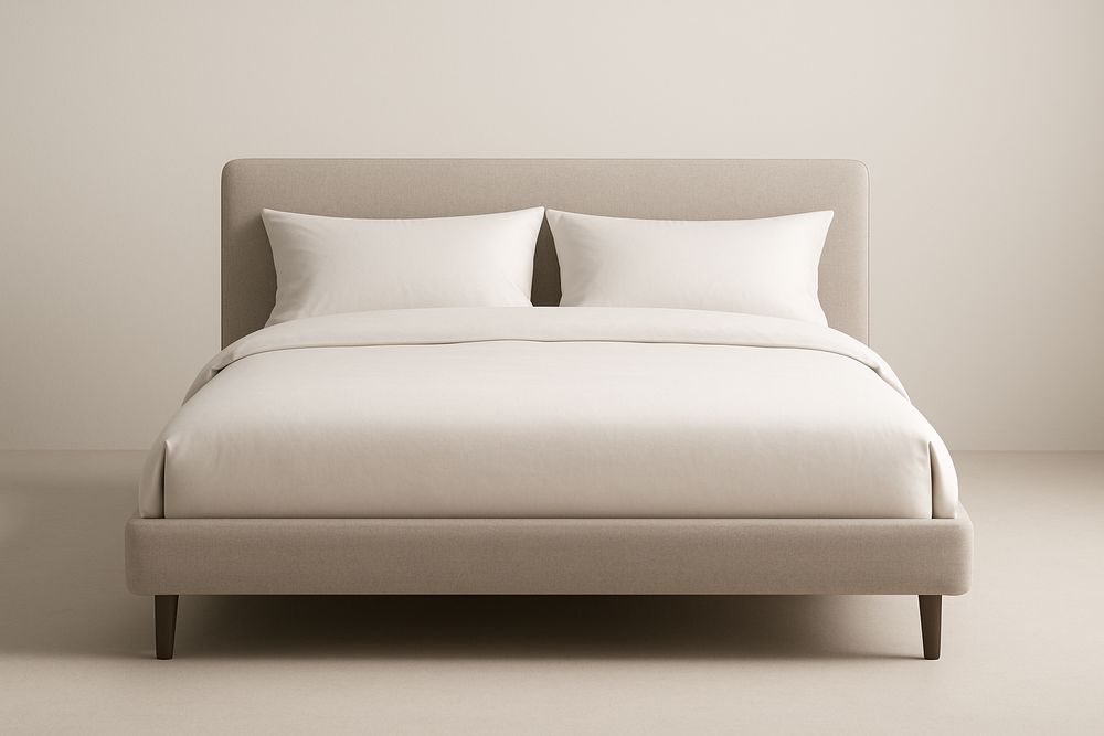 Lit en bois et tissu polyester 200x160 cm Beige-Verdaflora