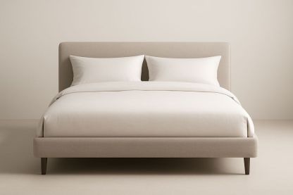 Lit en bois et tissu polyester 200x160 cm Beige-Verdaflora