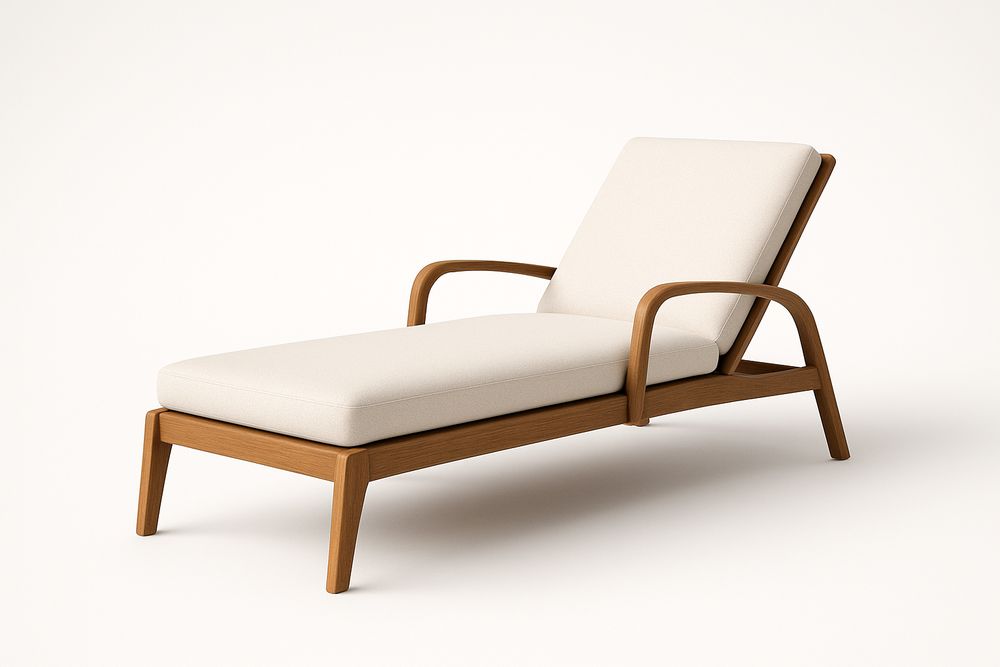 Chaise longue en bois tissu polyester Beige-Verdaflora