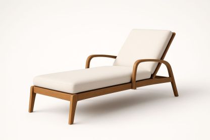 Chaise longue en bois tissu polyester Beige-Verdaflora