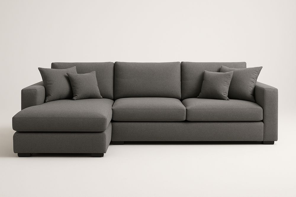 Canapé d'Angle en Tissu Gris avec Coussins Amovibles 265cm-Verdaflora