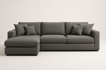 Canapé d'Angle en Tissu Gris avec Coussins Amovibles 265cm-Verdaflora