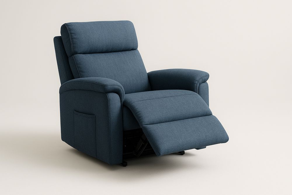 Fauteuil Repose-Pieds Tissu Polyester 95x90x108 cm Bleu-Verdaflora