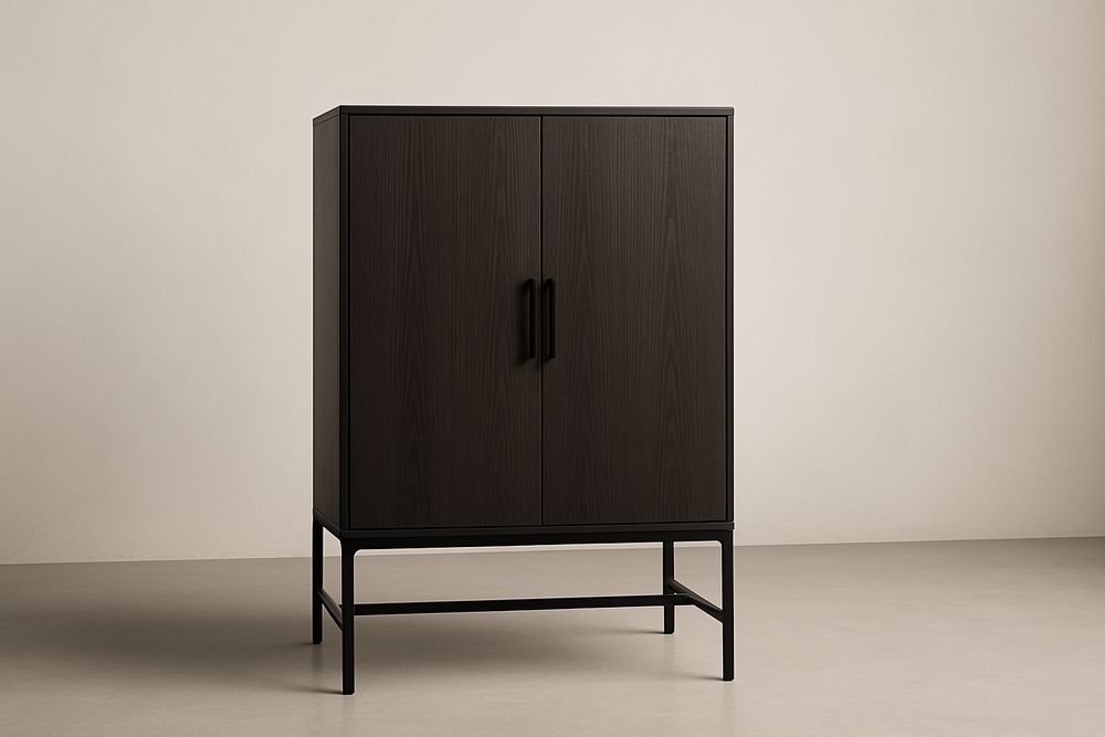 Armoire Noir en Bois et Métal-Verdaflora