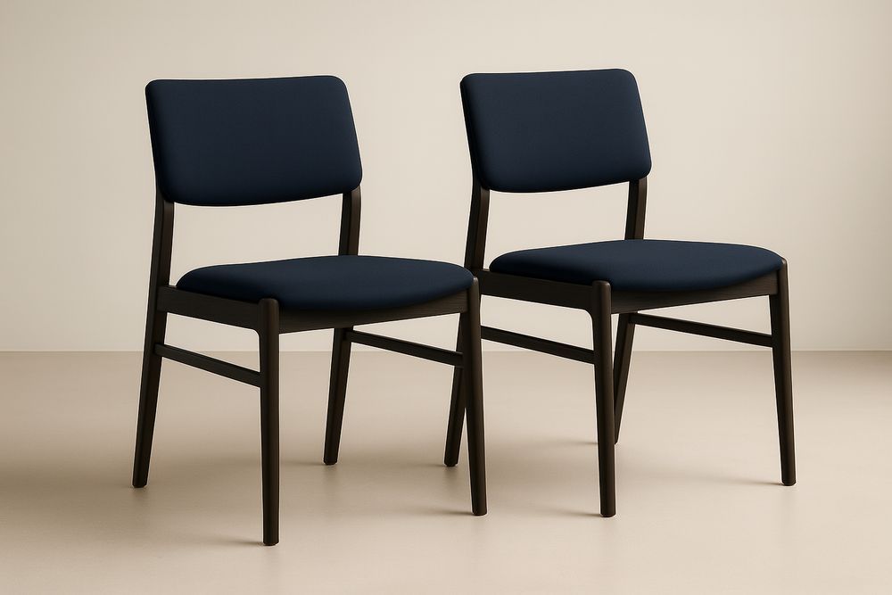 Lot de 2 chaises en tissu bleu avec cadre en bois-Verdaflora