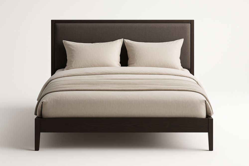 Lit double bois avec tête de lit rembourrée 200 cm x 160 cm Marron-Verdaflora