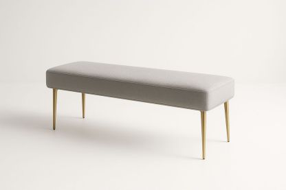 Banc en tissu polyester gris pieds métalliques dorés-Verdaflora