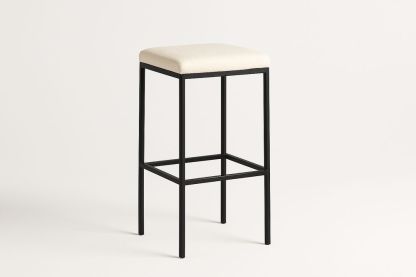 Tabouret de Bar en Métal et Tissu Beige H75 cm-Verdaflora