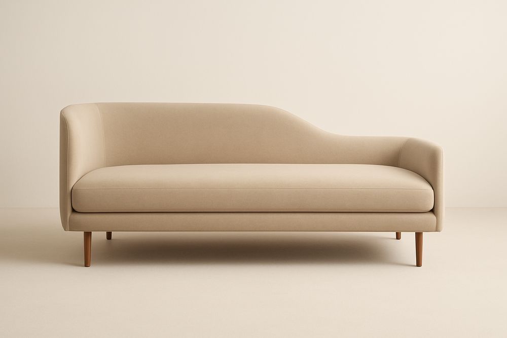 Canapé en tissu de polyester beige avec pieds en bois-Verdaflora