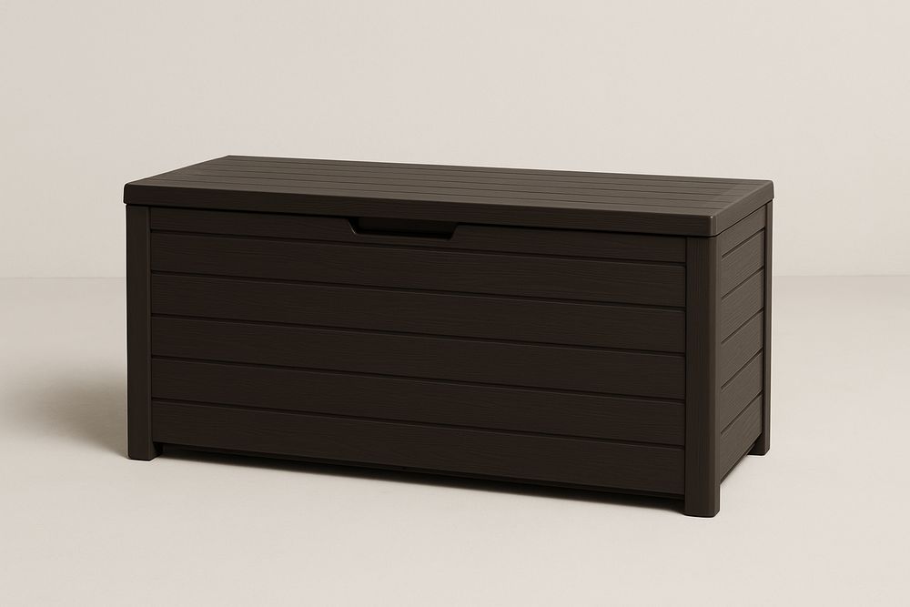 Coffre de rangement extérieur en plastique marron 120cm x 45cm x 60cm-Verdaflora