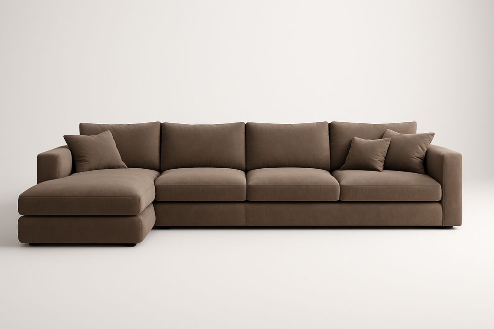 Canapé d'angle en tissu marron longueur 280 cm-Verdaflora