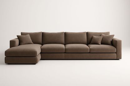 Canapé d'angle en tissu marron longueur 280 cm-Verdaflora