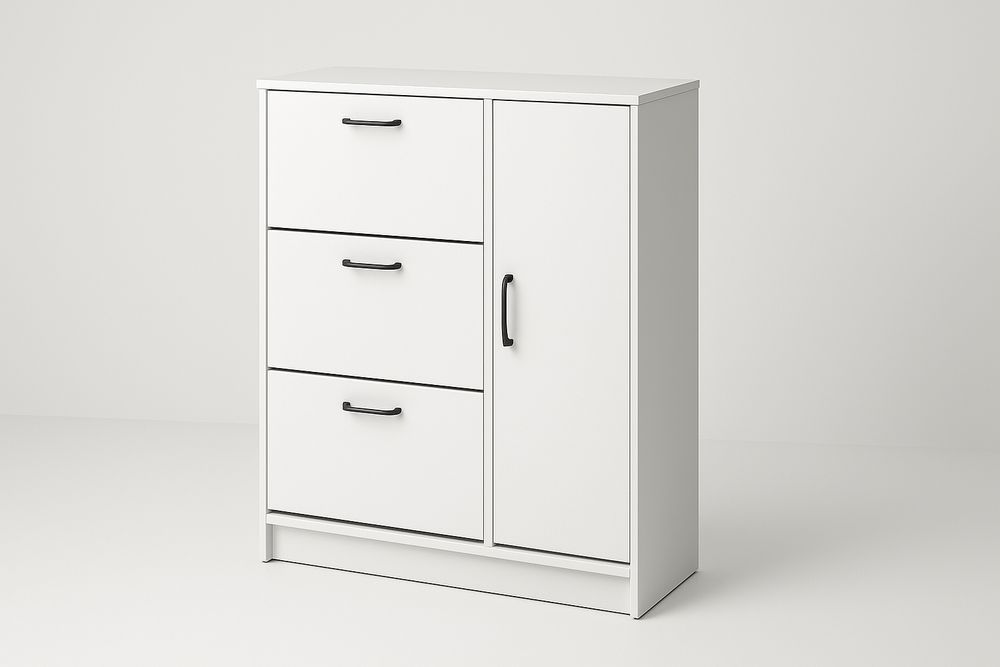 Armoire avec tiroirs en bois composite Blanc-Verdaflora