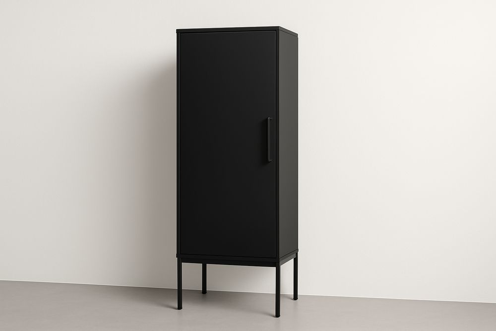 Armoire en métal noir avec porte 50x40x200 cm-Verdaflora