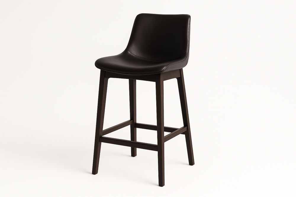 Chaise de Bar en Simili Cuir Noir avec Structure en Bois Massif-Verdaflora